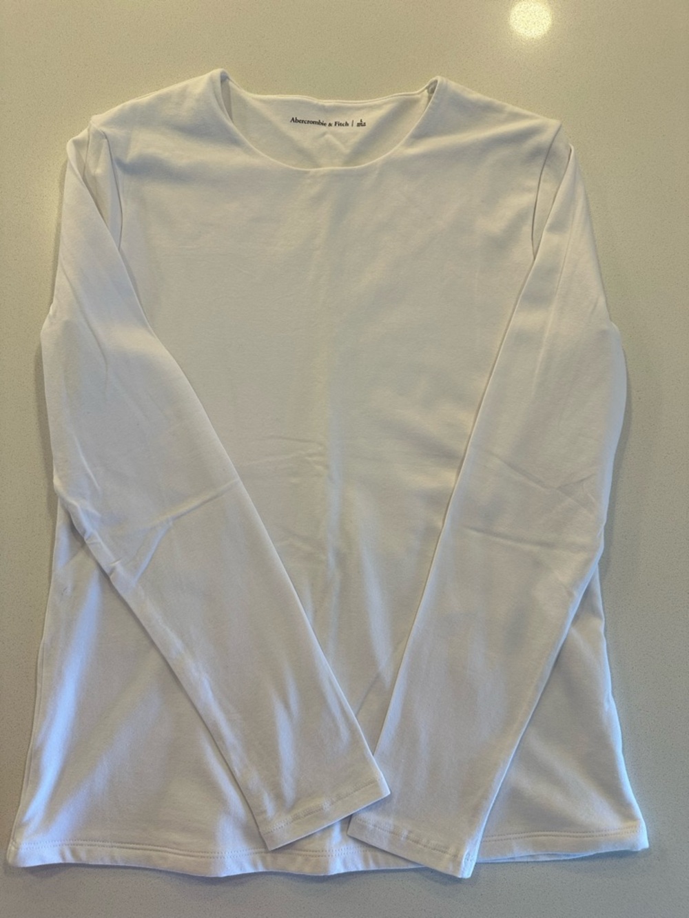 Abercrombie & Fitch White Crew Neck Long Sleeve